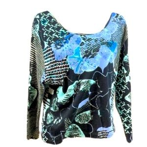 JANE ASHLEY 90's Womans Casual Scoop Neck Floral Bead & Sequin Embellished 2X